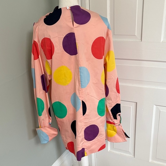 George Keburia Colorful Polka Dot Long Sleeve Dress Size Small - Picture 3 of 8